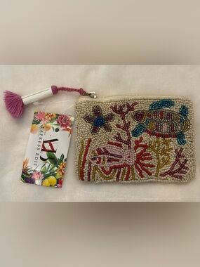 Express Edit handcrafted Beaded Sea-life coin pouch/wallet - Multicolor. NWT